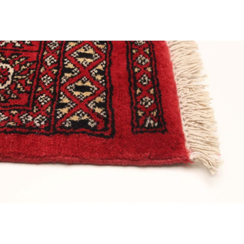ECARPETGALLERY Hand-knotted Peshawar Bokhara Red Wool Rug - 3'1 x 4'9