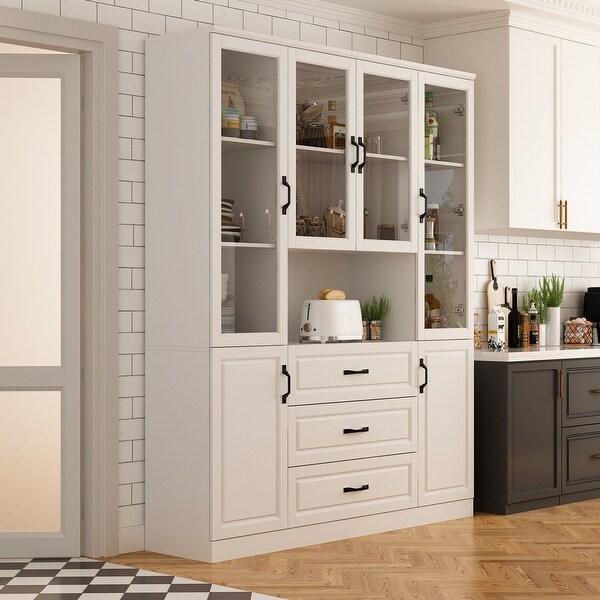 Glass white kitchen cabinets sale