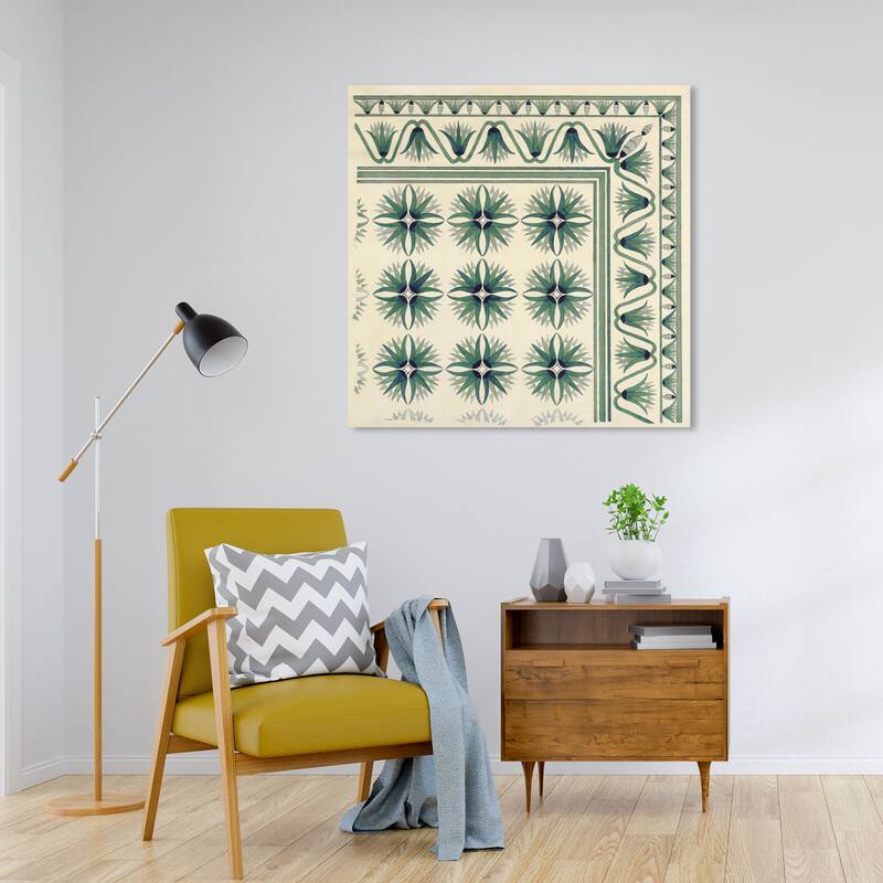 Wynwood Studio Canvas Abstract Floor Covering Green White and Traditional Wall Art Canvas Print - 30 x 30