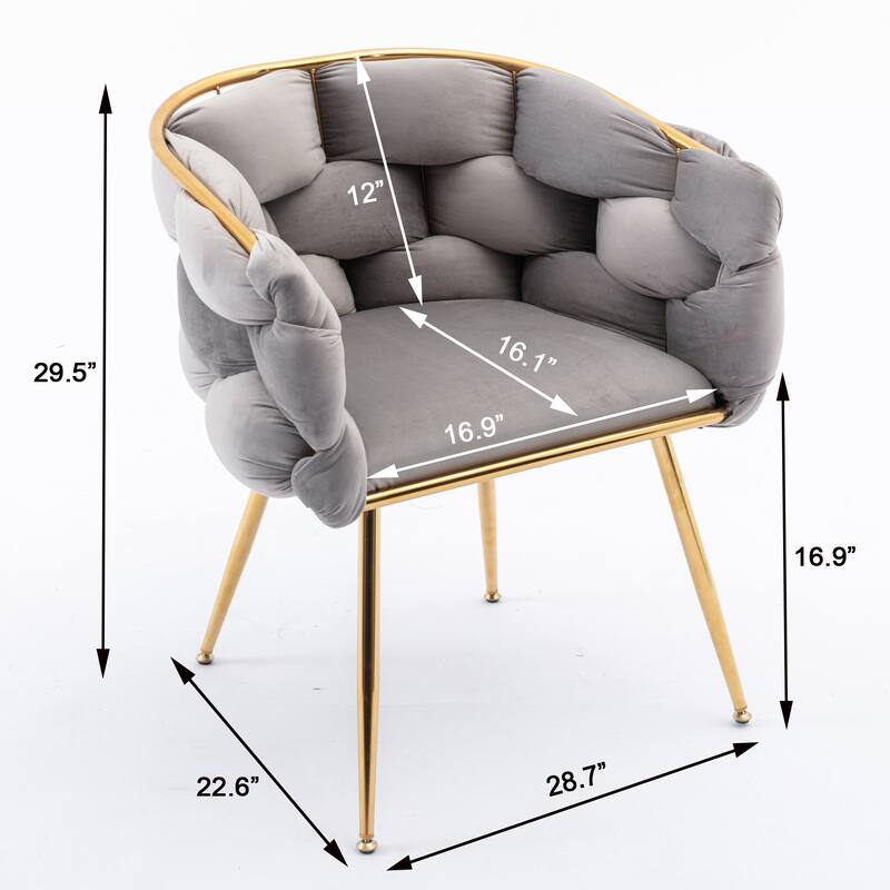 Luxurious Velvet Accent Chair: Gold-Plated Metal Legs, Modern and Comfortable Single Sofa Chair for Bedroom, Living Room