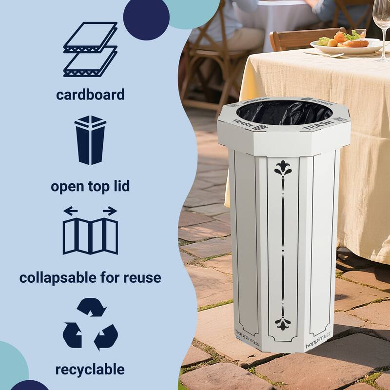 25-Gallon Disposable Cardboard Event Trash Can and Recycling Bin (Set of 2)