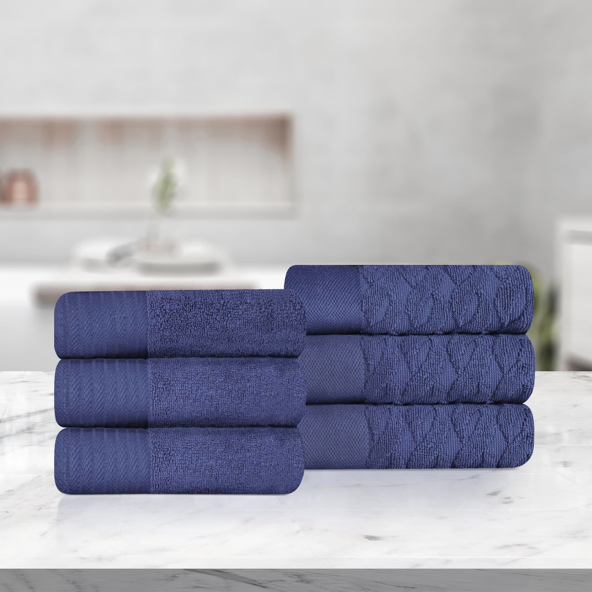 Turkish Cotton Herringbone and Solid Hand Towel Set by Superior