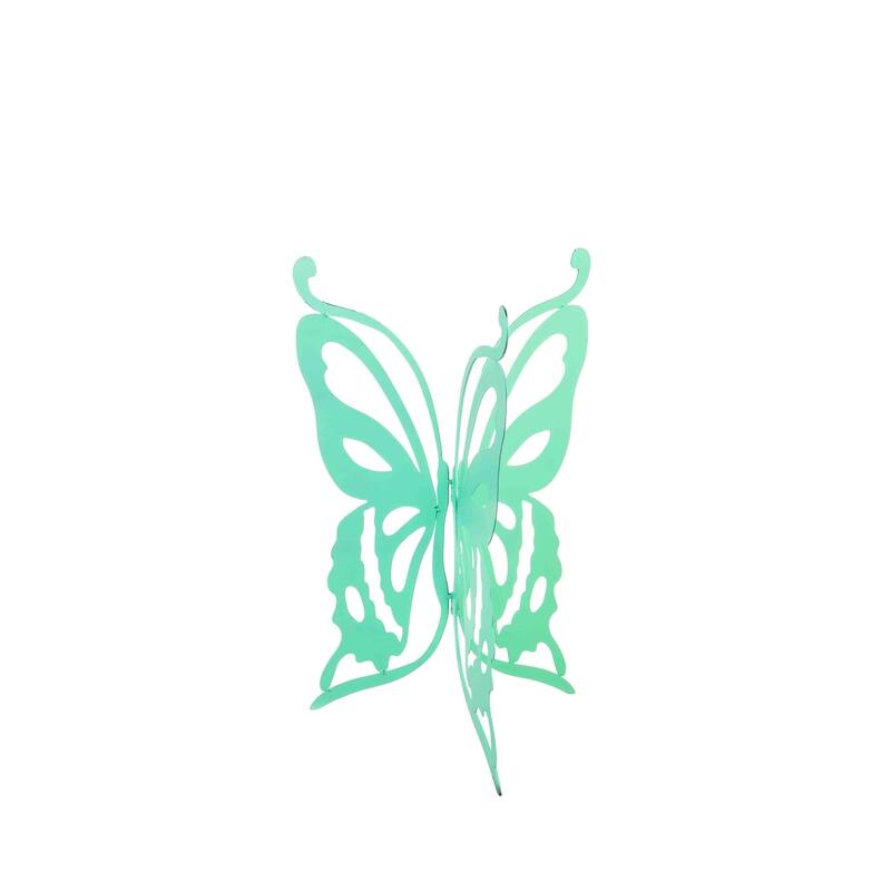 25 in. Laser Cut Bird Bath Stand with Glass Embossed Bird Bath Set, Butterfly