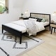 preview thumbnail 18 of 20, Max and Lily Scandinavian Queen-Size Bed with Slatted Headboard Black/Blonde