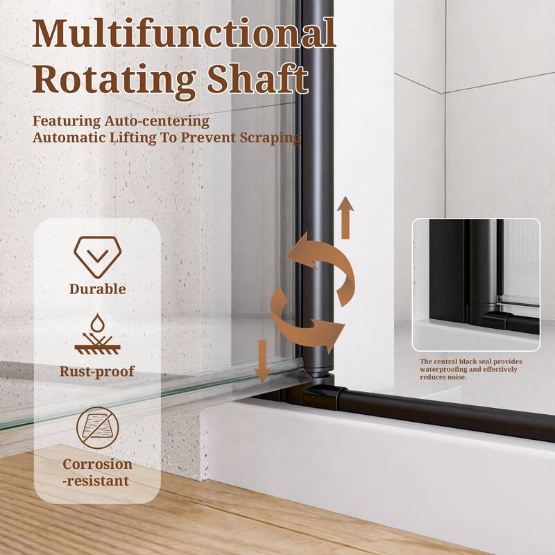 GDFStudio - Modern America Design Semi-Frameless Circular Pivot Shower Door with 1/4" SGCC Tempered Glass & Magnetic Soft-close