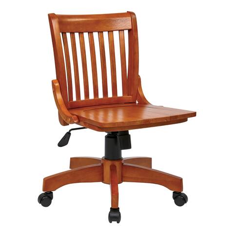 OS Home and Office Furniture Model Deluxe Armless Wood Bankers Chair with Wood Seat in Fruit Wood Finish