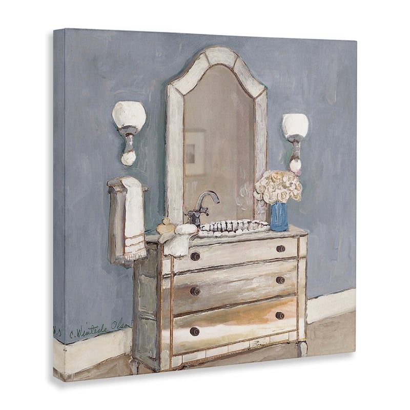 Stupell Bathroom Sink & Mirror Canvas Wall Art Design By Charlene Olson