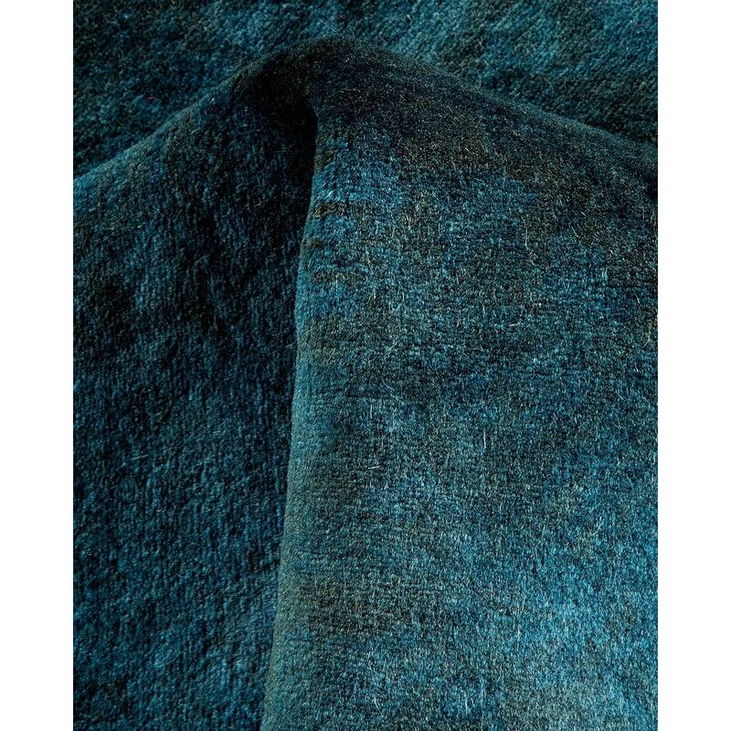Overton Hand Knotted Wool Vintage Inspired Modern Contemporary Overdyed Blue Area Rug - 3' 2" x 5' 1"