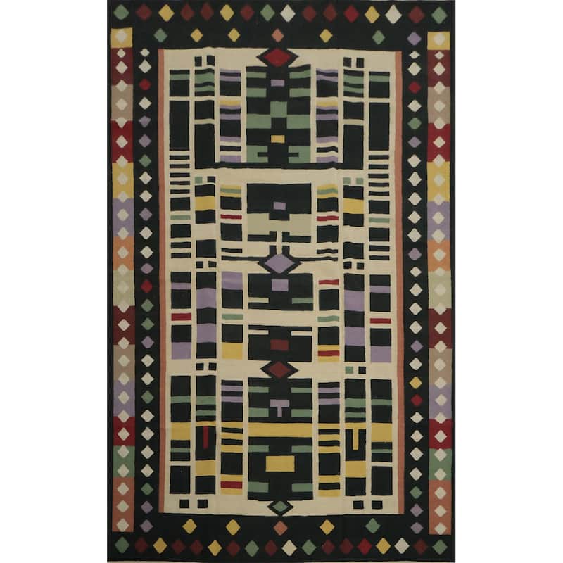 Hand Woven Oriental 100% Wool Carpet Southwestern Modern Multi-Colored Kilim Area Rug - 14' 0'' X 9' 2''