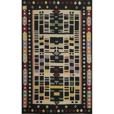 Hand Woven Oriental 100% Wool Carpet Southwestern Modern Multi-Colored Kilim Area Rug - 14' 0'' X 9' 2''