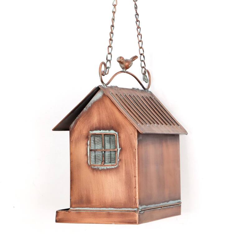 Hanging Iron Bird Feeder with Antique Copper Finish "Cottage"
