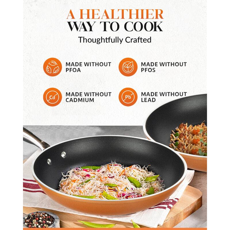 Gotham Steel Copper Cast Textured 11'' Nonstick Fry Pan with Stay Cool Handle