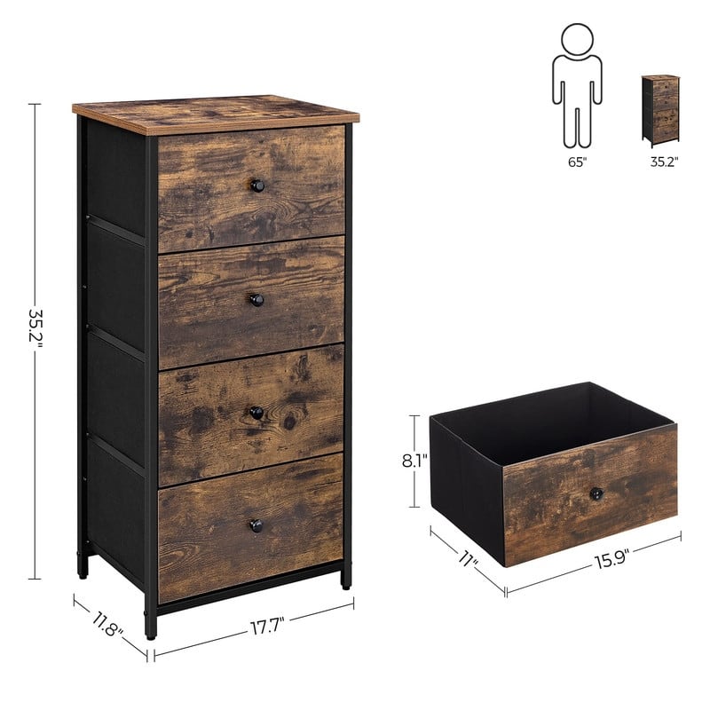 Dresser for Bedroom, Fabric Dresser with 4 Drawers