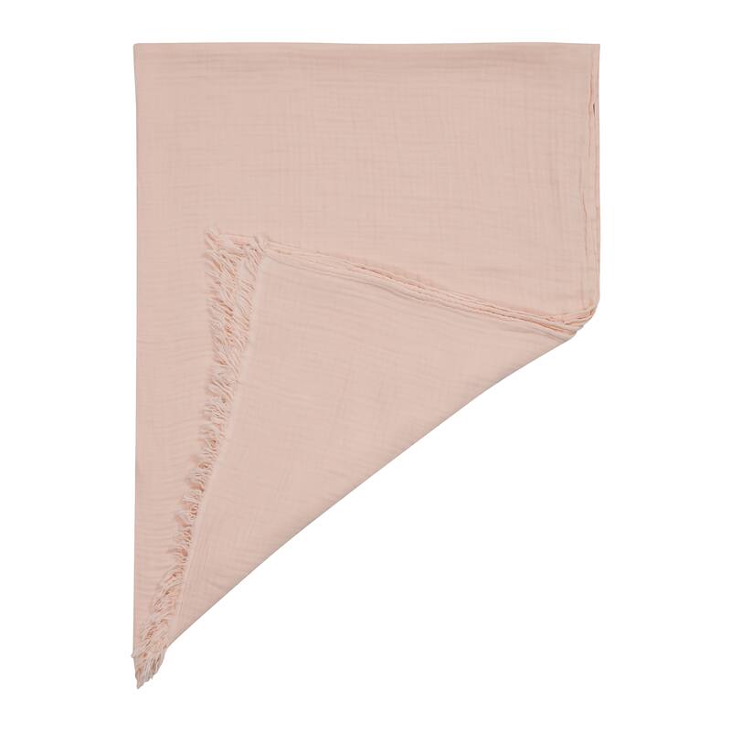Sevita Solid Turkish Cotton Crinkled Standard Size Throw Blanket with Fringe