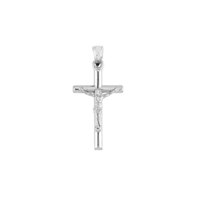 Curata 14k White Gold 18" 32x18mm Basic High Polish 3d Crucifix Cross Necklace