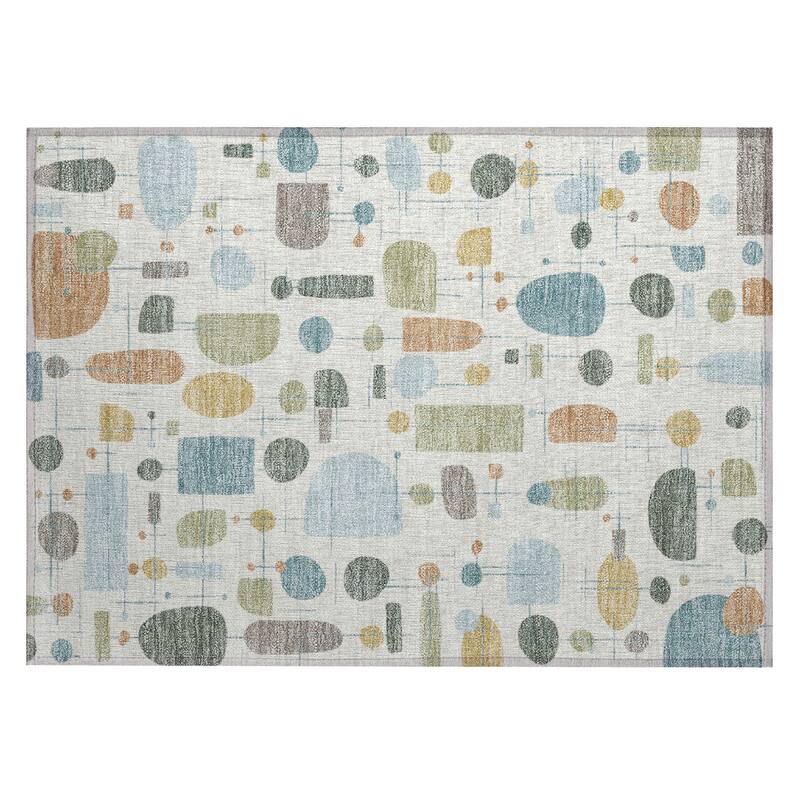Machine Washable Indoor/ Outdoor Contemporary Fun Chantille Rug