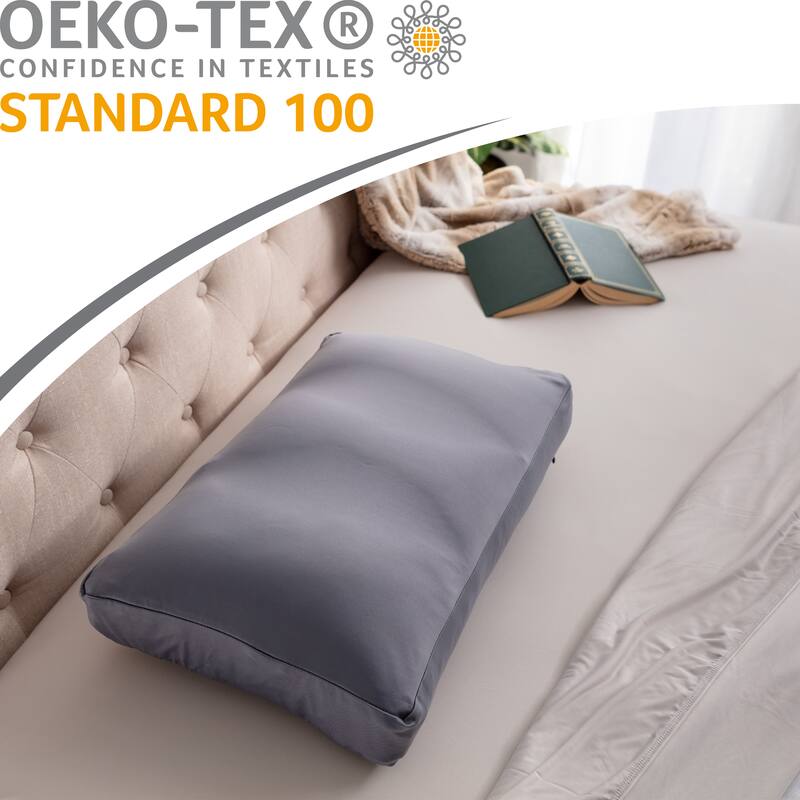 Premium Microbead Pillow, Anti-Aging, Silk like Cover, Dark Grey