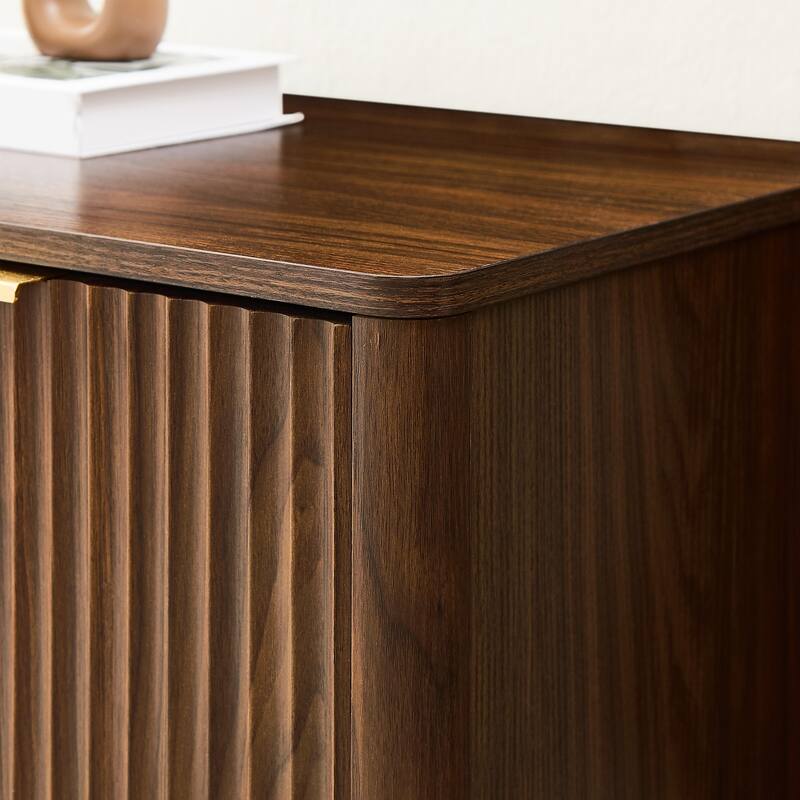 Modern 67" Fluted Buffet Sideboard Cabinet with Shelves, TV Stand Storage Cabinet with 4 Wave Doors for Organized Living Spaces