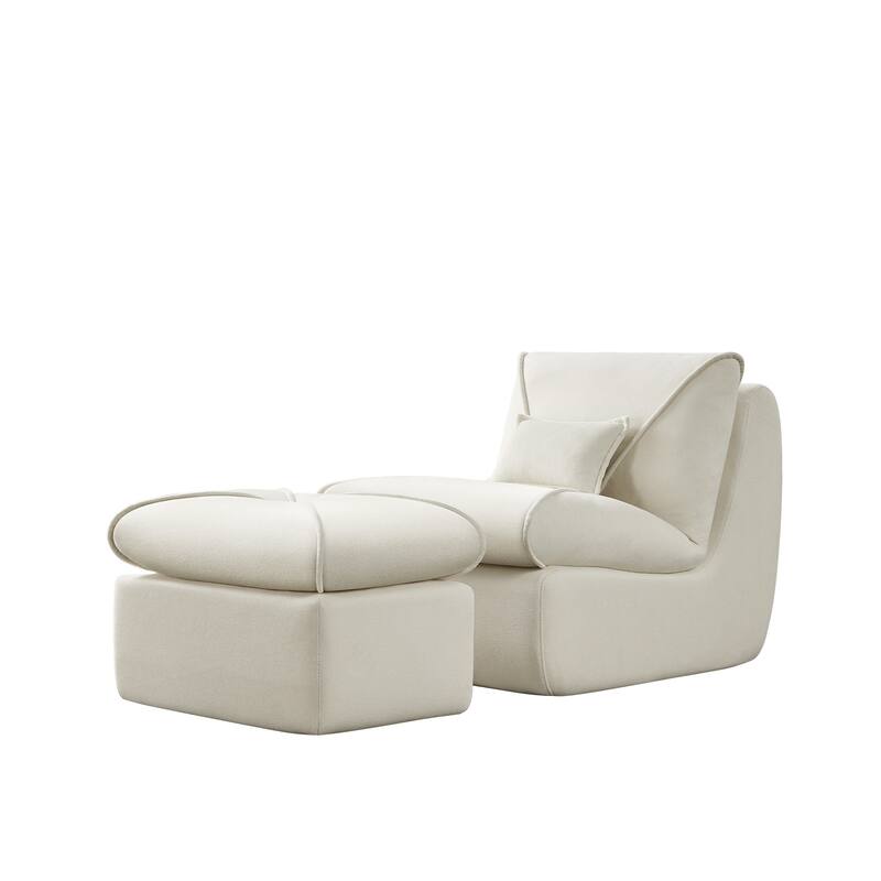 Modern Compressed Lounge Chair with Ottoman, Ideal for Small Spaces and Comfortable Seating - Beige