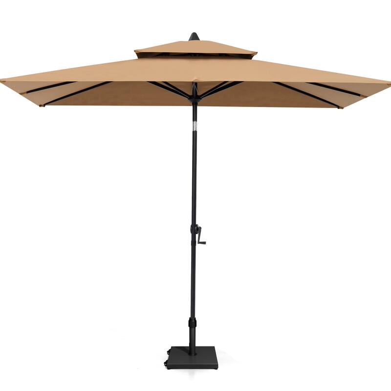 Pellebant 9 x 5 Ft Outdoor Double Top Market Umbrella with Wheels Base