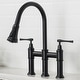 preview thumbnail 48 of 66, Kraus Allyn Traditional 3-Function Bridge Pulldown Kitchen Faucet KPF-3121 - 16" Height - MB - Matte Black