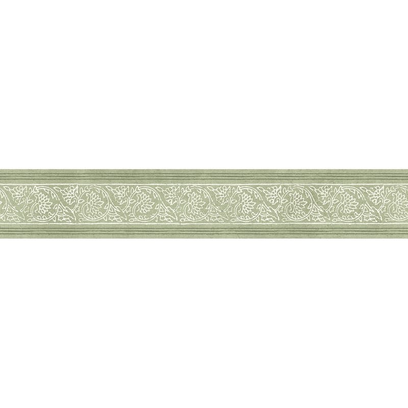 Chesapeake Carved Floral Green Trim Wall Border