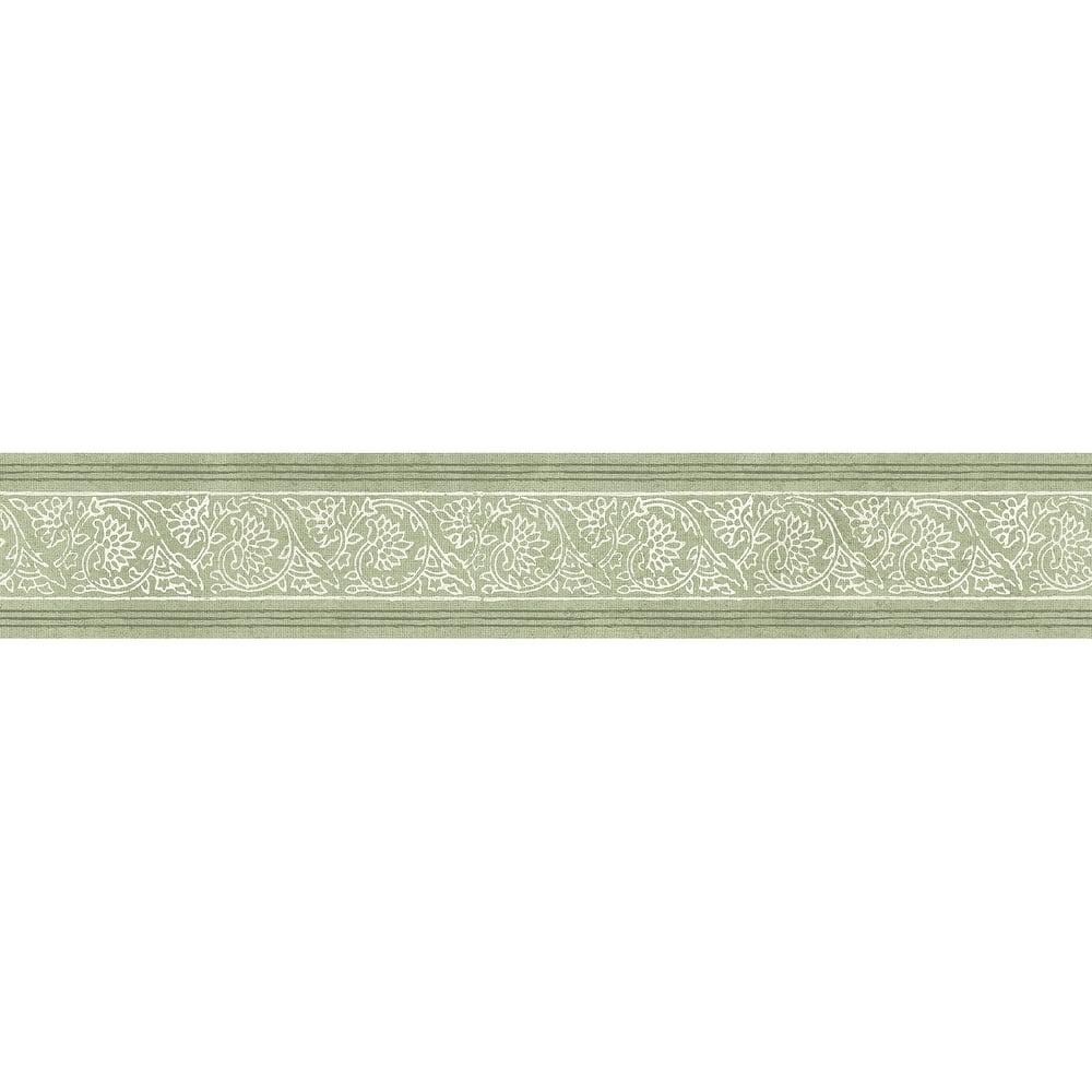 Chesapeake Carved Floral Green Trim Wall Border