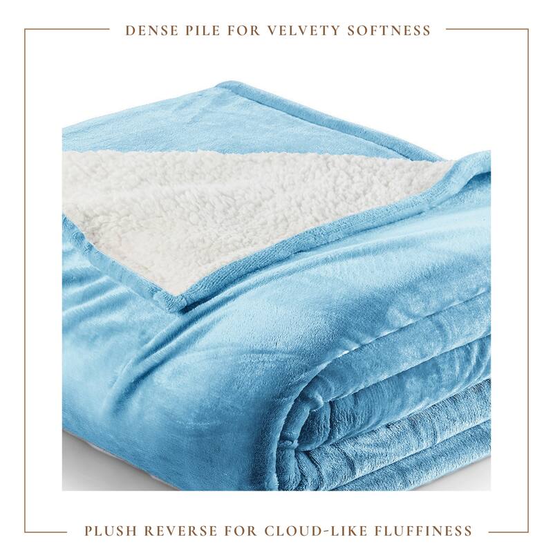 Linery & Co. Velvet Plush Reversible Sherpa Bed Blanket