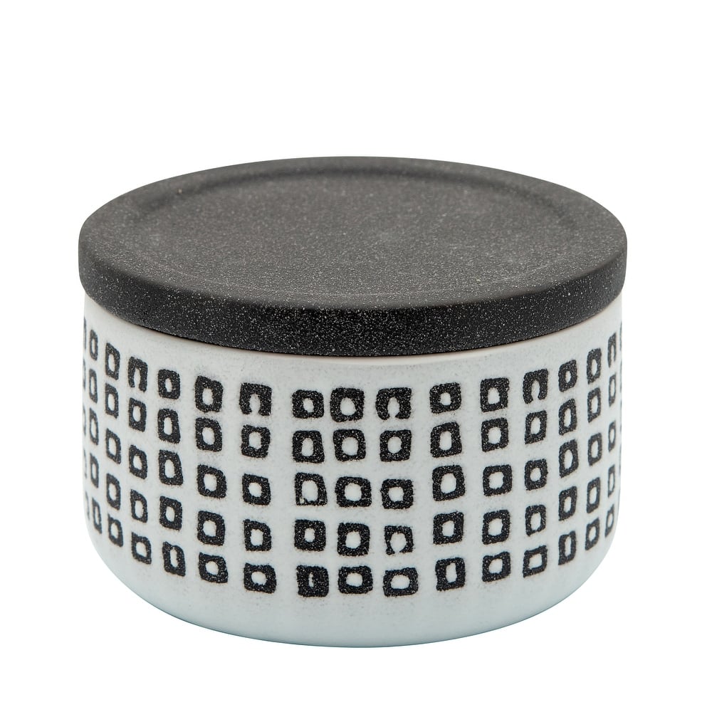 Ceramic 5" Covered Dotted Jar, Black 3"H - 5.0" x 5.0" x 3.0"