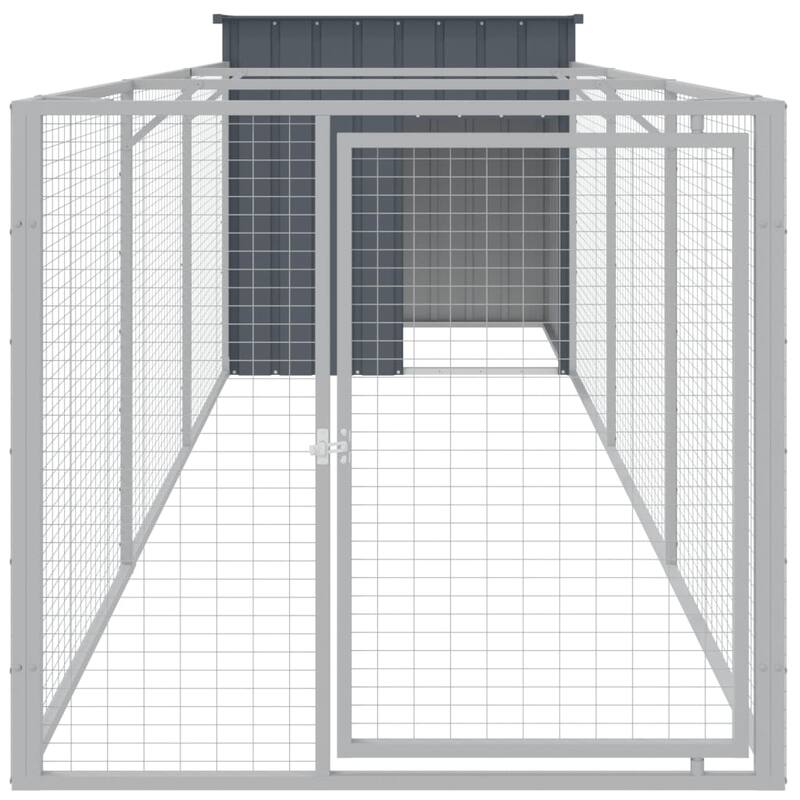 vidaXL Dog House with Run Anthracite/Light Gray multisize Galvanized Steel