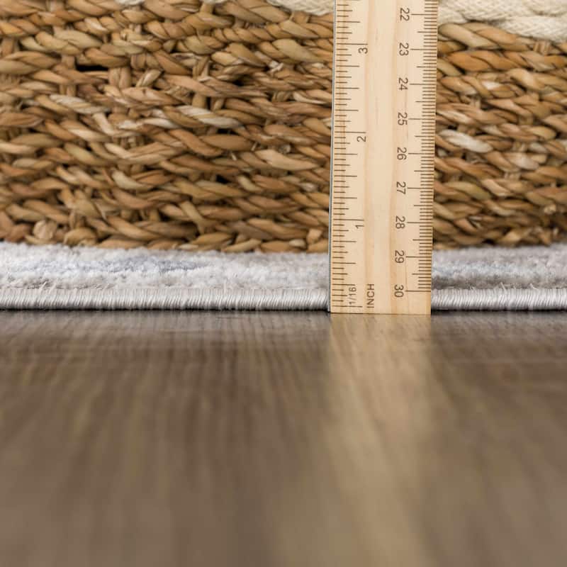 Hauteloom Calum Living Room, Bedroom Area Rug - Farmhouse - High Pile - Pink,Gray - 7'9" x 9'6"
