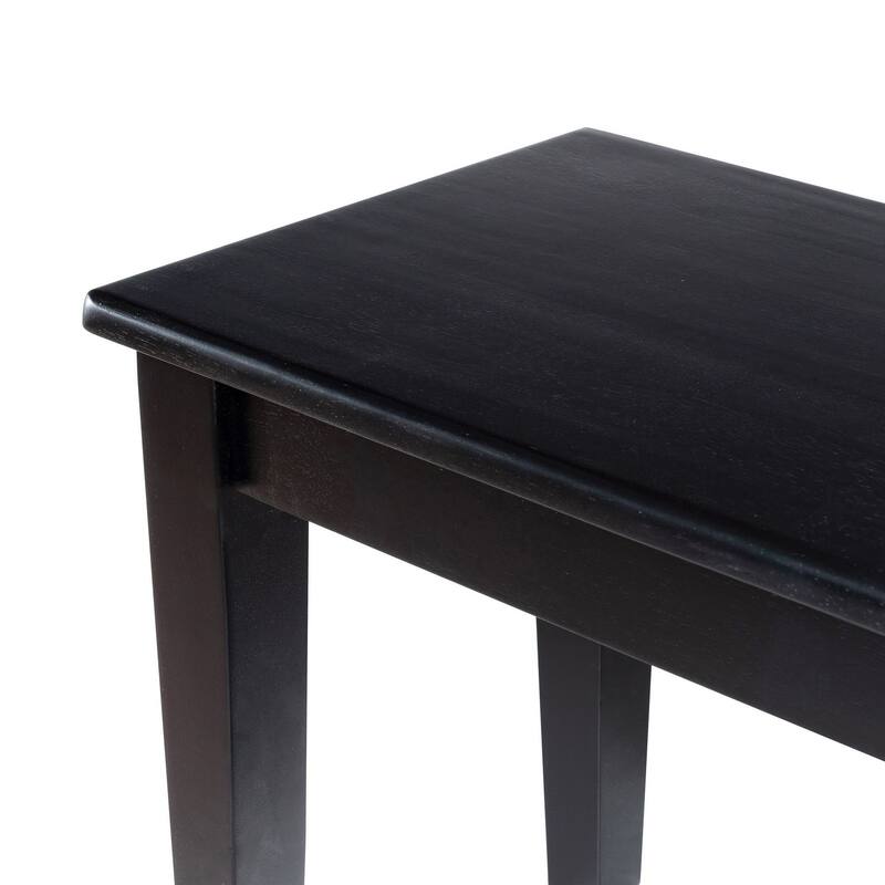 Nova Dining Bench, Shaker Style, High Gloss Black Rubberwood, 44 Inch
