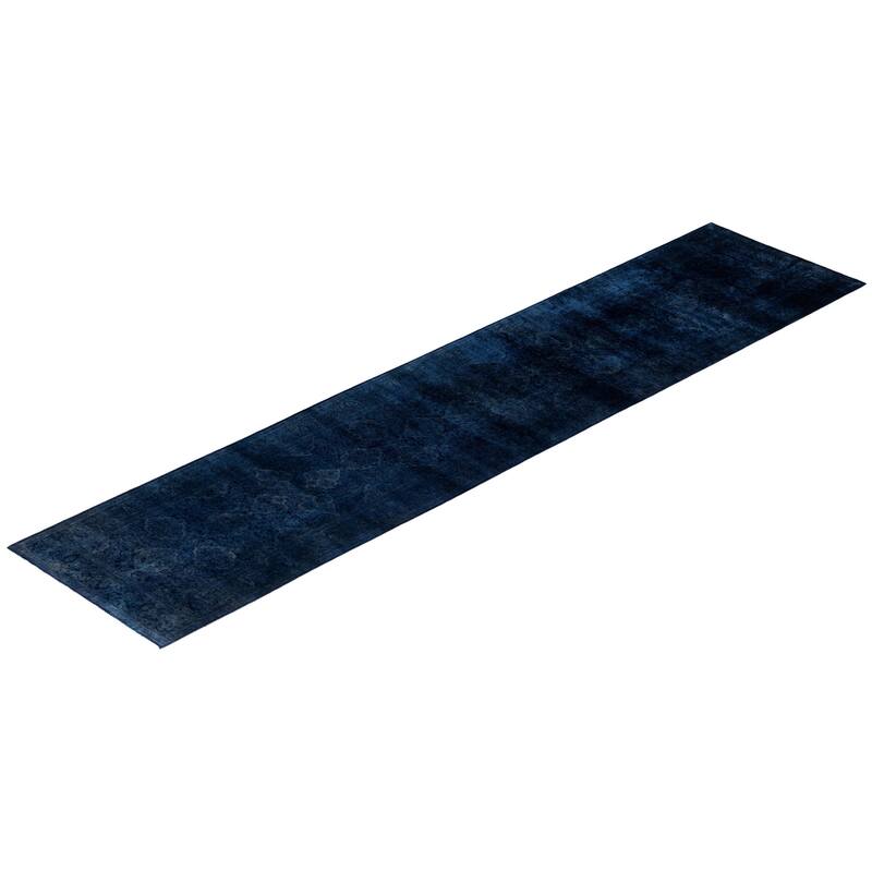 Overdyed One-of-a-Kind Hand-Knotted Runner Rug - Navy - 2' 6" x 11' 4"