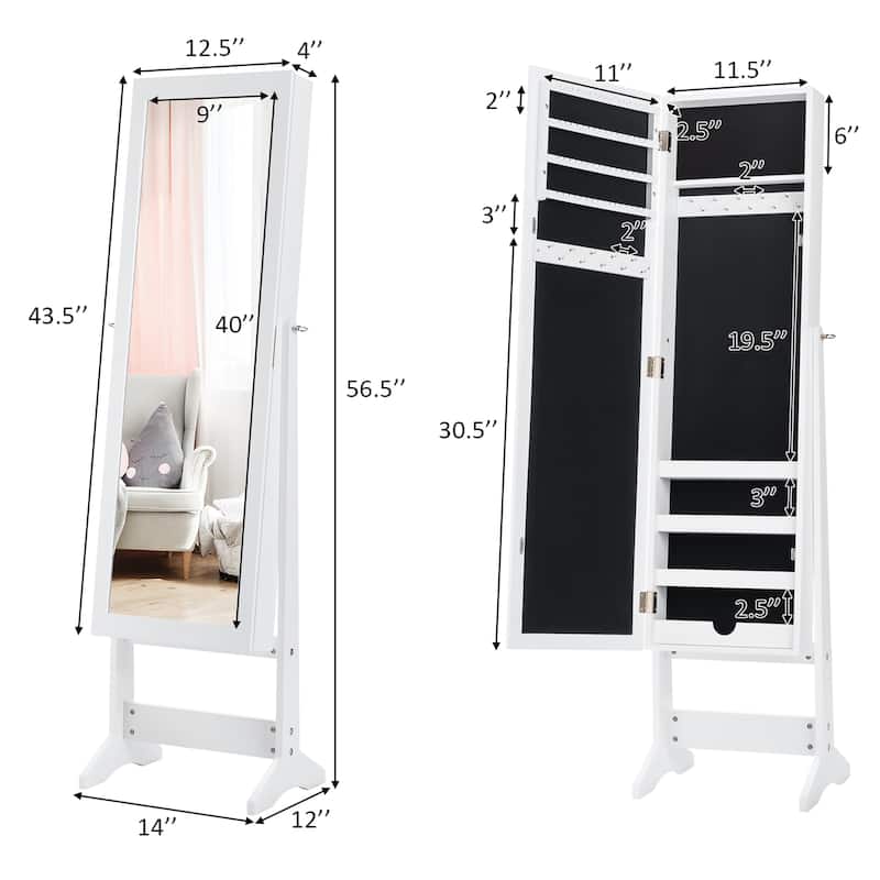 Jewelry Armoire Cabinet with Full-length Mirror Standing