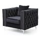 preview thumbnail 3 of 2, Jeweled Button Tufted Accent Chair with Pillow - 40" - Black and Silver