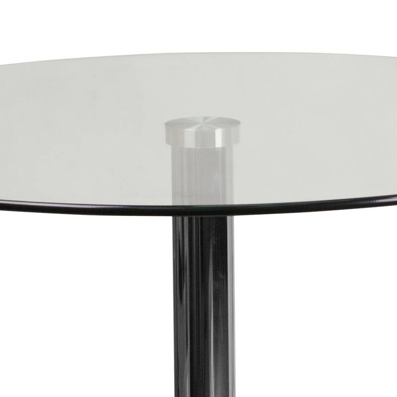 Round Tempered Glass Dining Table with 29''H Metal Base - 31.5"W x 31.5"D x 29"H