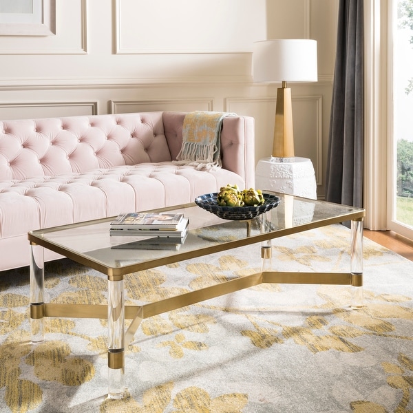 Lucite gold store coffee table