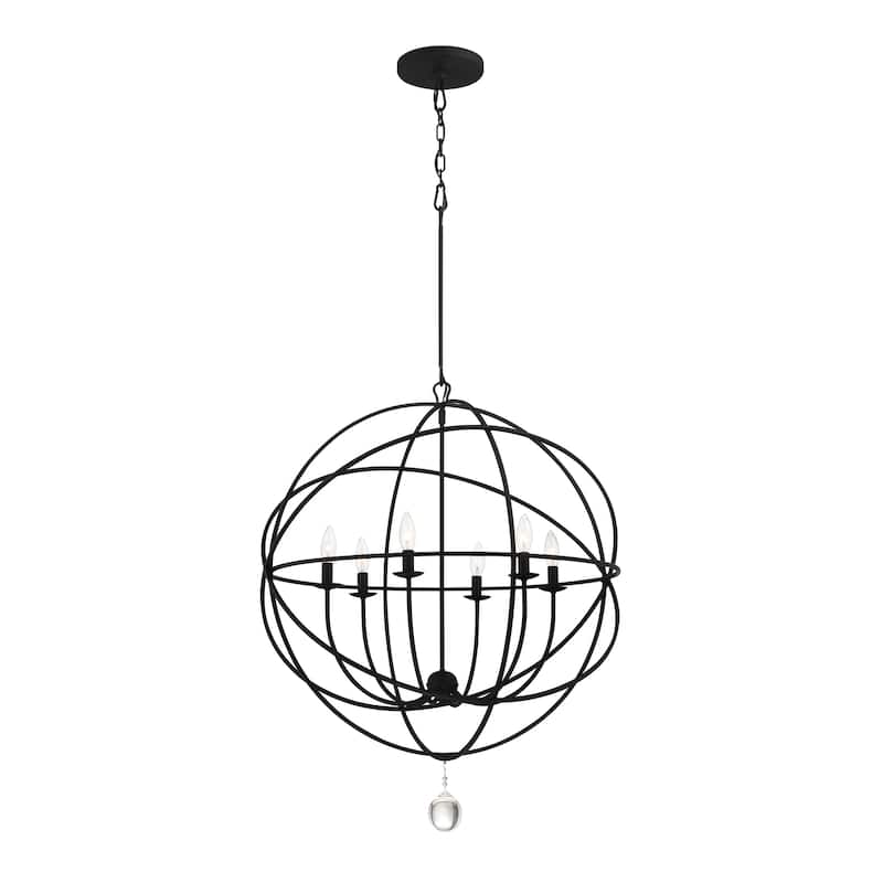 Solaris 6 Light Black Chandelier - 22.5''W x 27.5''H