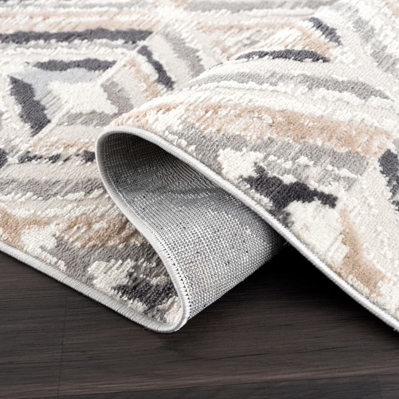 Abani Dune Contemporary Geometric Grey Textured Diamond Indoor Area Rug