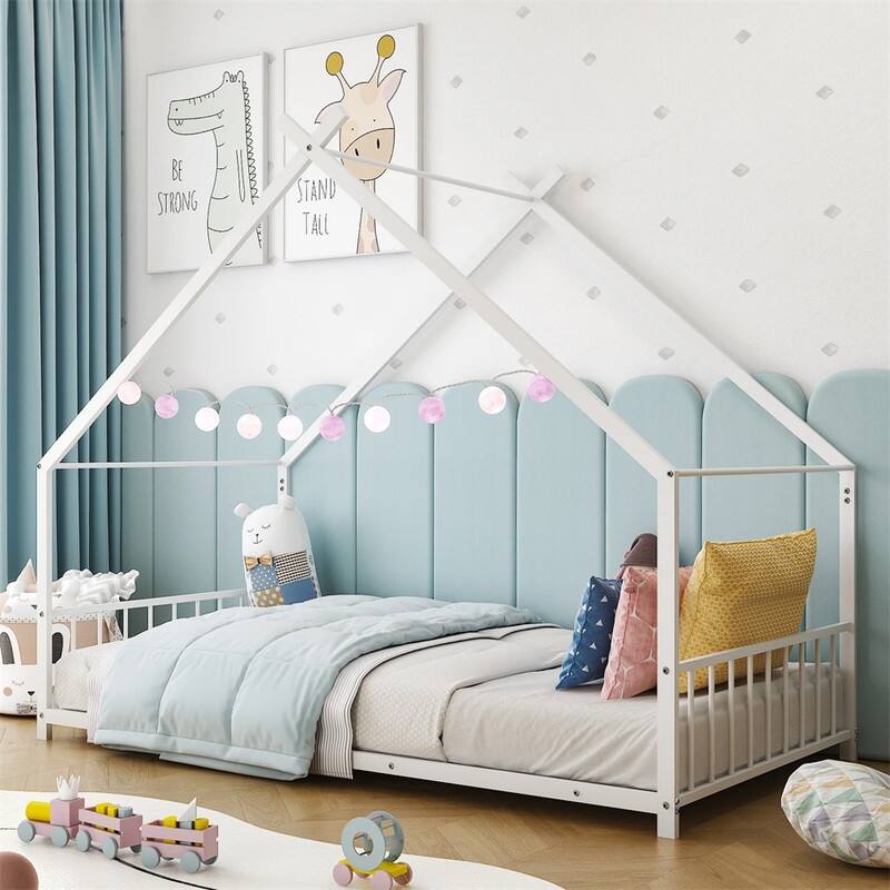 Twin Size Montessori Floor Bed Metal House Bed Frame For Kids