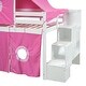 preview thumbnail 18 of 36, Impression Twin Size Playhouse Inspired Bunk Bed with Slide Pink Tent and Tower, Sturdy Construction & Unique Design, Pink