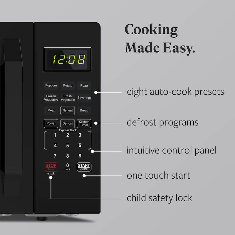 1.1 Cu. Ft. 1000-Watt Compact Microwave Oven, Black