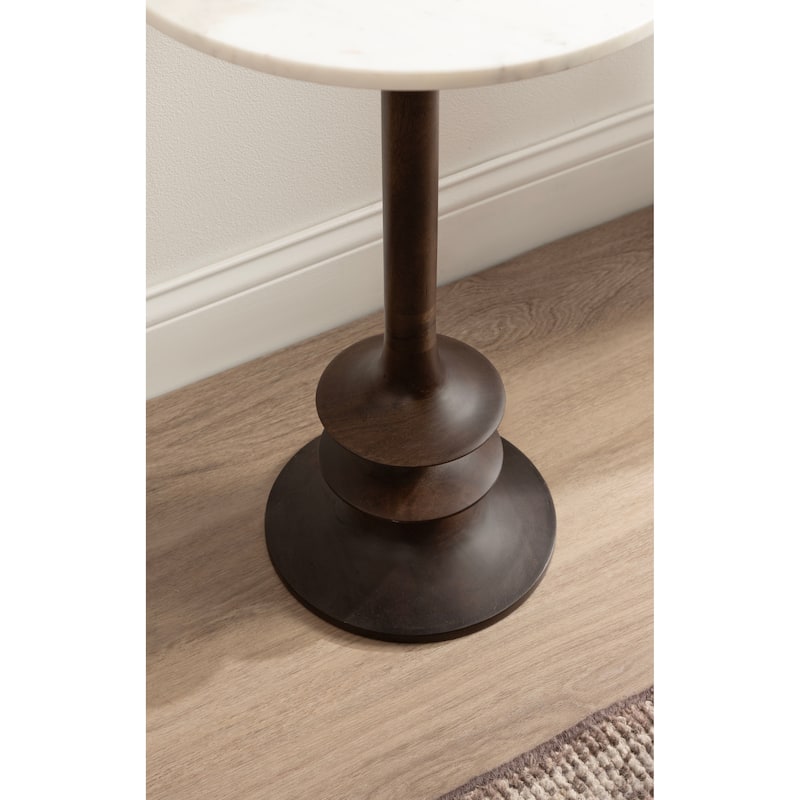 Kate and Laurel Squires Marble and Wood Side Table - 16x16x24