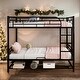 preview thumbnail 11 of 16, Modern Twin Over Twin Bunk Bed with Shelf and Guardrails,Separate into 2 Twin Beds for Bedroom