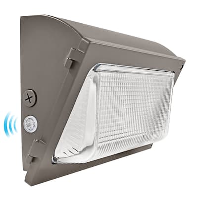 Luxrite Slim Outdoor LED Wall Pack Light with Dusk to Dawn, 45W-75W Tunable, 10125LM, 3CCT 3000K-5000K, IP65, 120-277V