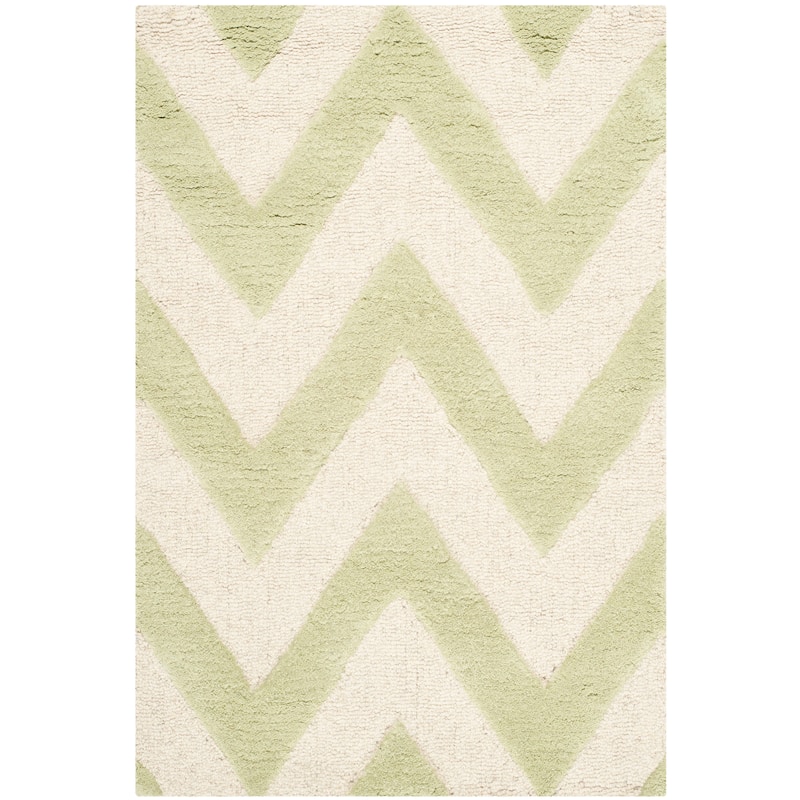 SAFAVIEH Handmade Cambridge Hicran Modern Moroccan Wool Rug - 2' x 3' - Light Green/Ivory