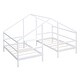 preview thumbnail 9 of 20, Double Twin Size Triangular House Kids Beds Frame with Built-in Table for Shared Space, Solid Pine Construction, White