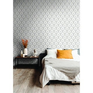 Fowler Diamond Shadow White Wallpaper - Bed Bath & Beyond - 31592630