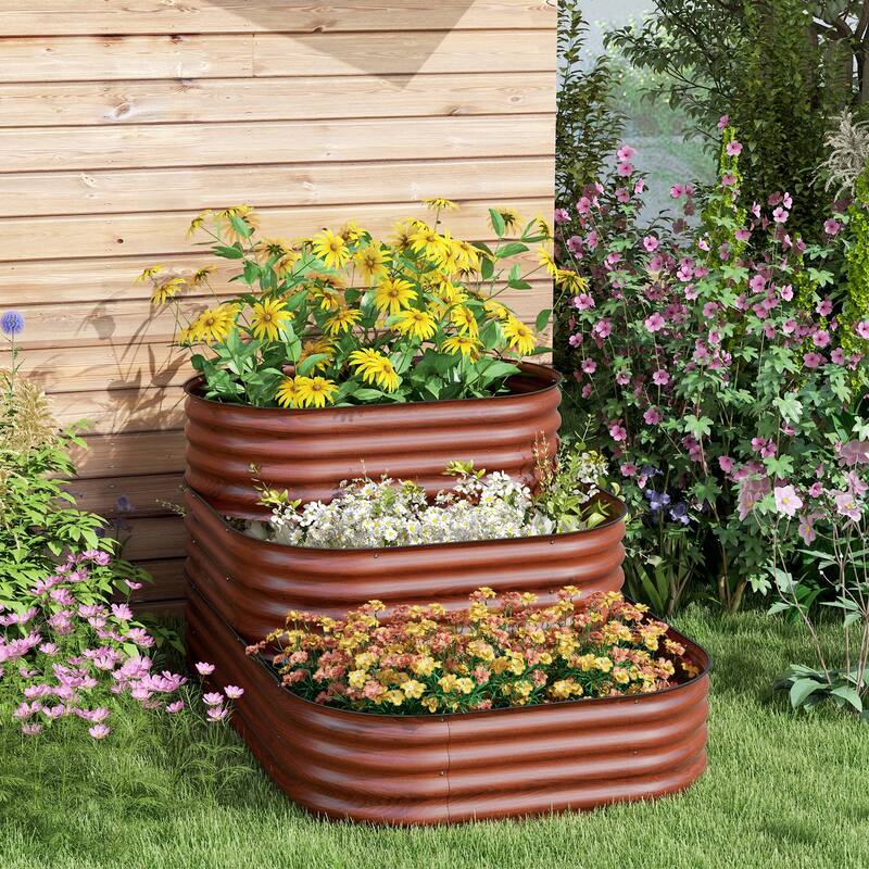 Modular Raised Outdoor Planter Box with Safety Edging, Self-Draining