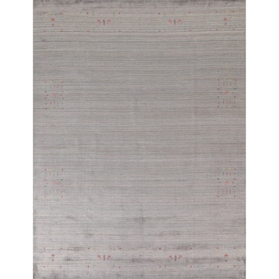 Tribal Beige Gabbeh Oriental Area Rug Handmade Wool Carpet - 8'1"x 9'9"